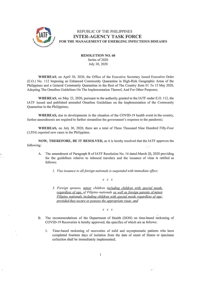 Philippine Star - JUST IN: The IATF Resolution No. 60...