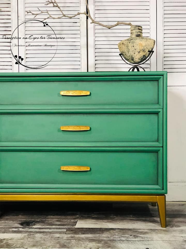 green mid century modern dresser Dixie Belle paint category_backless-dresses
