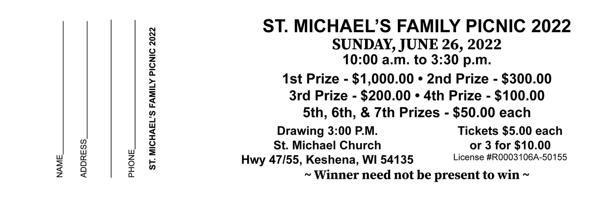 Our Parish Picnic raffle tickets... - St. Michael's Church