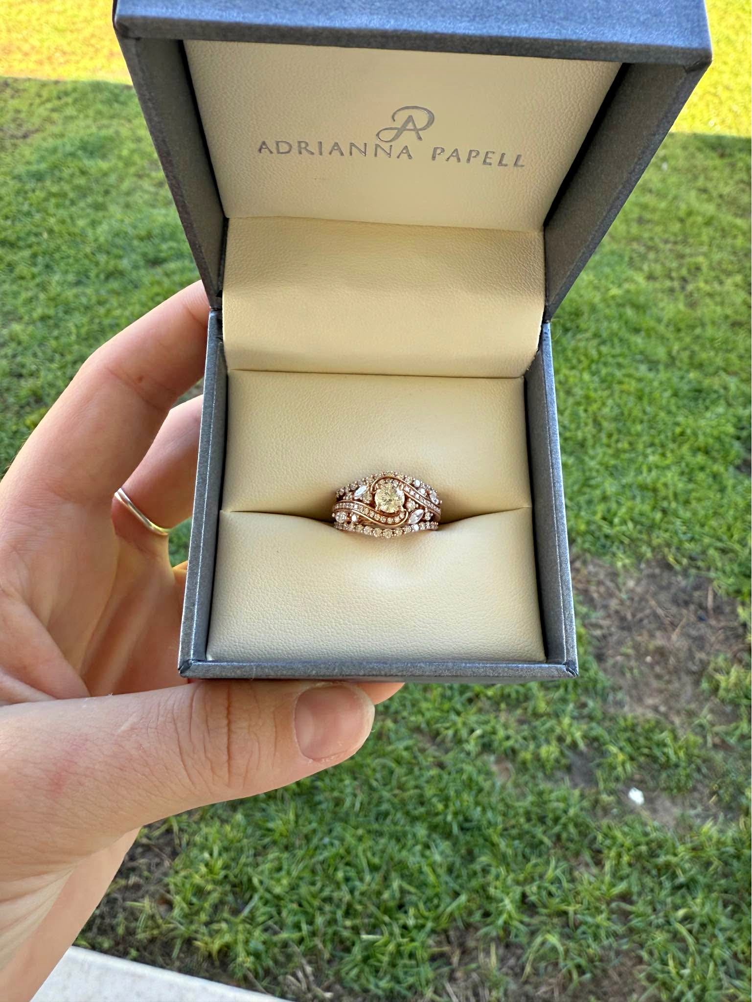 Genuine Diamond & Solid Rose Gold Adrianna Papell Engagement Ring Set