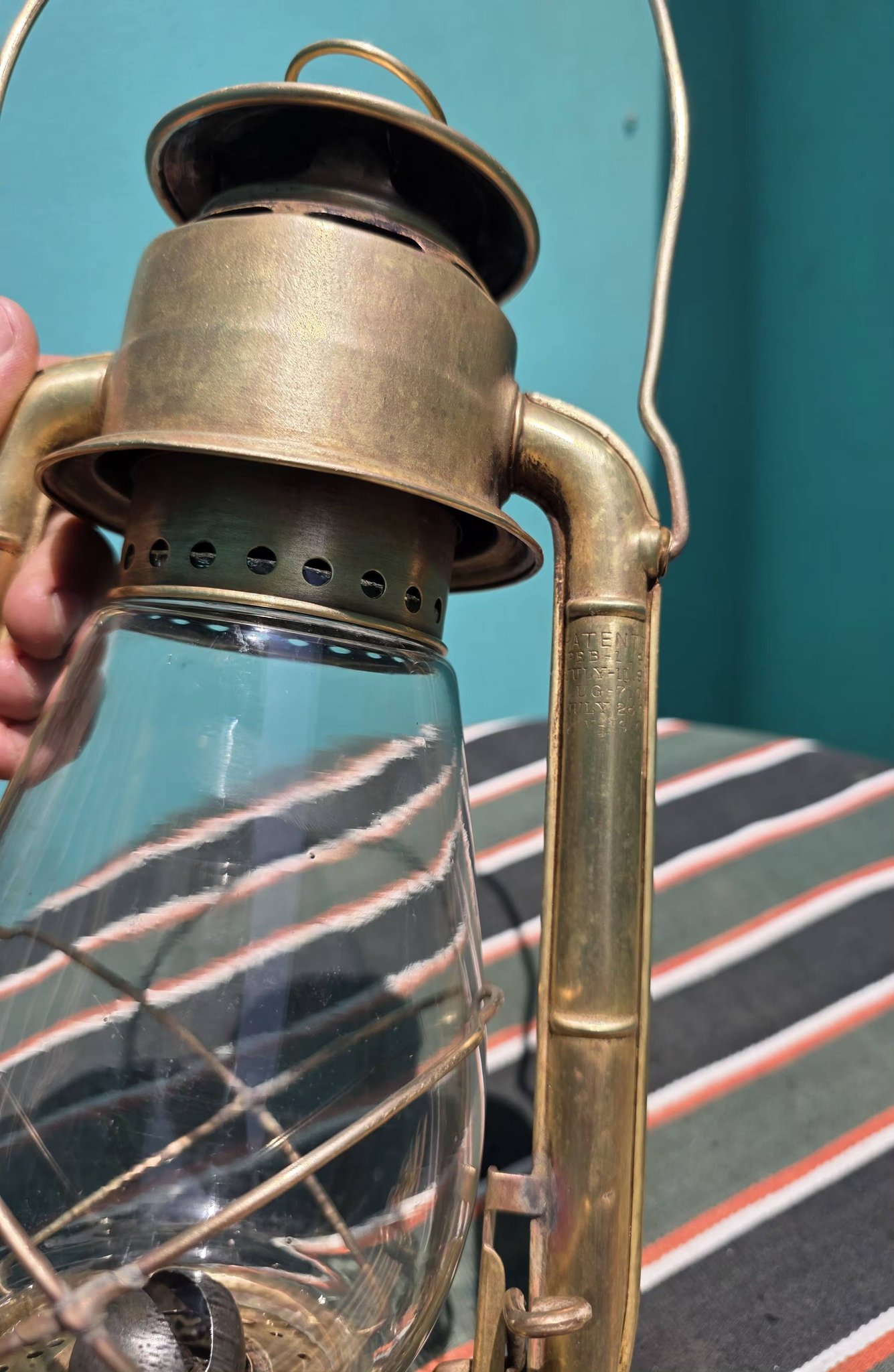 This is an antique or vintage Dietz Junior brass kerosene lamp or 