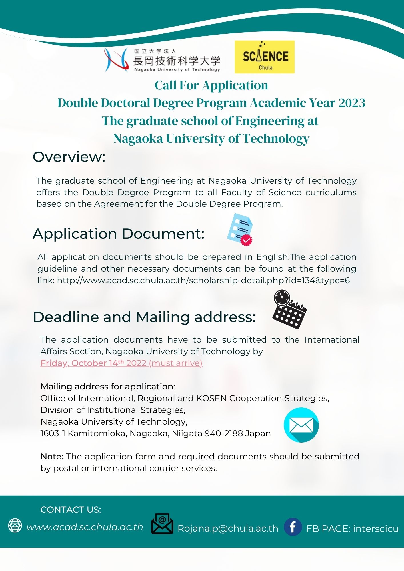 International Affairs, Science CU - ☎️ Call For Application DDP@Nagoka ...