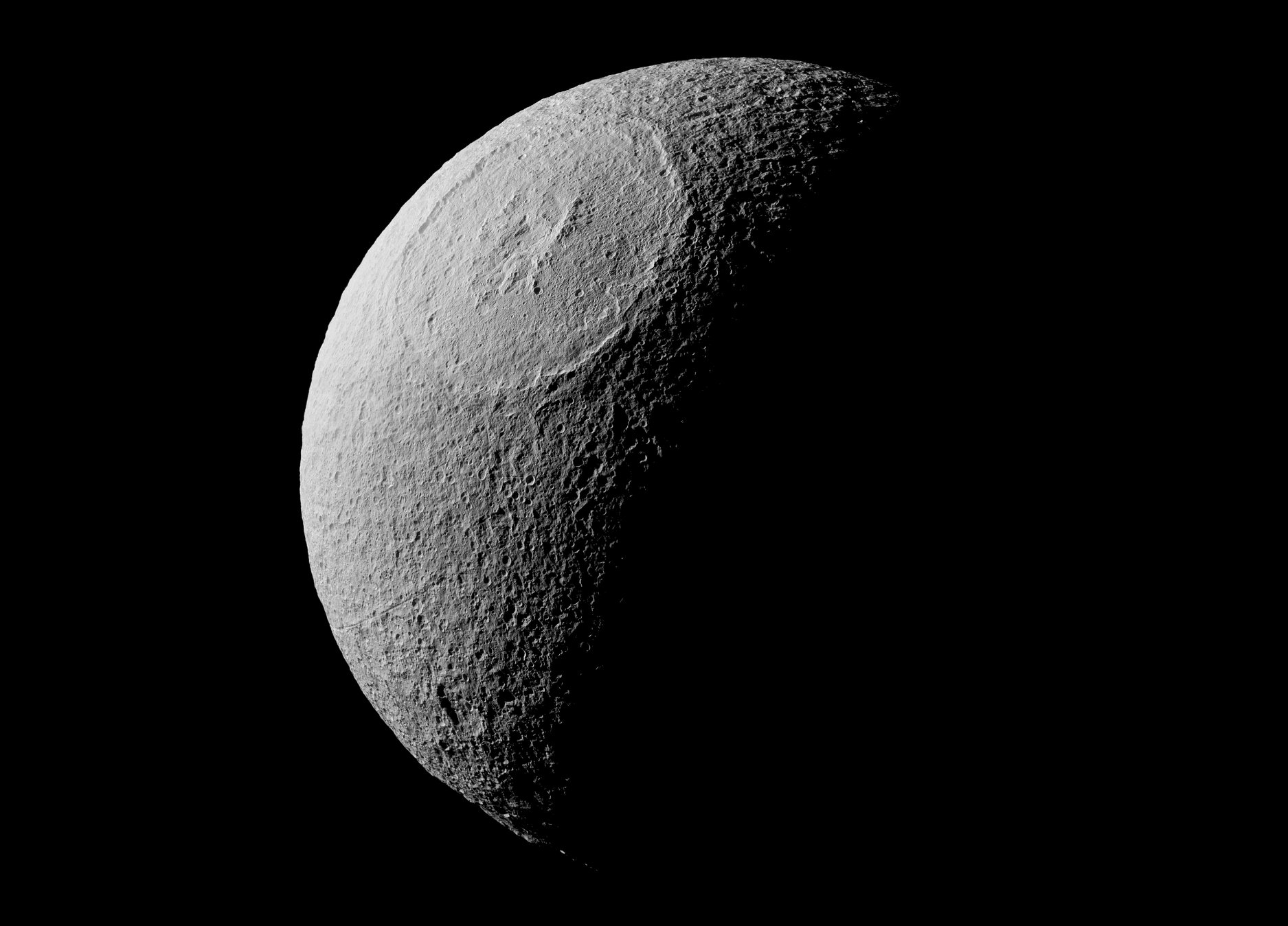 At around 660 miles in diameter, Tethys is the 5th largest natural