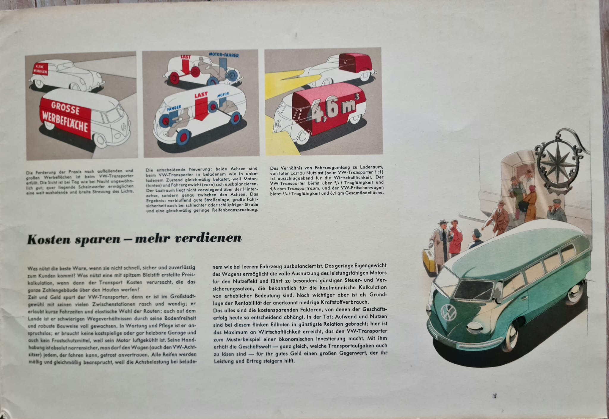 The 1953-1954 VW Type2 Transporter sales Brochure in English text