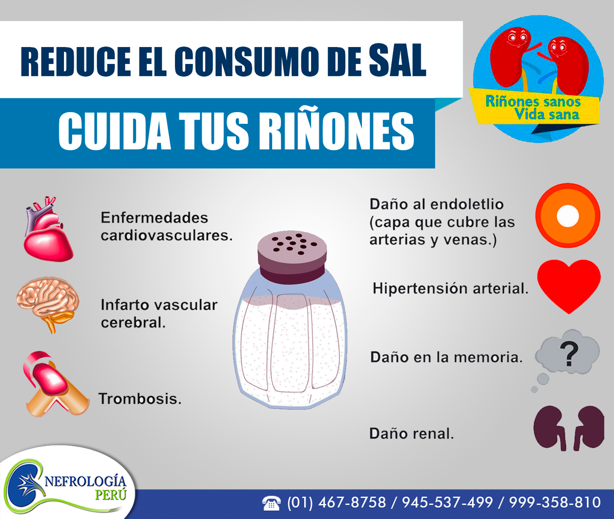 Nefrología Perú - 💢 EL CONSUMO EN EXCESO DE SAL ES NOCIVO...