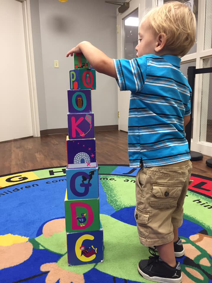 🔆 Stacking blocks working on motor skills! - Encouraging Steps