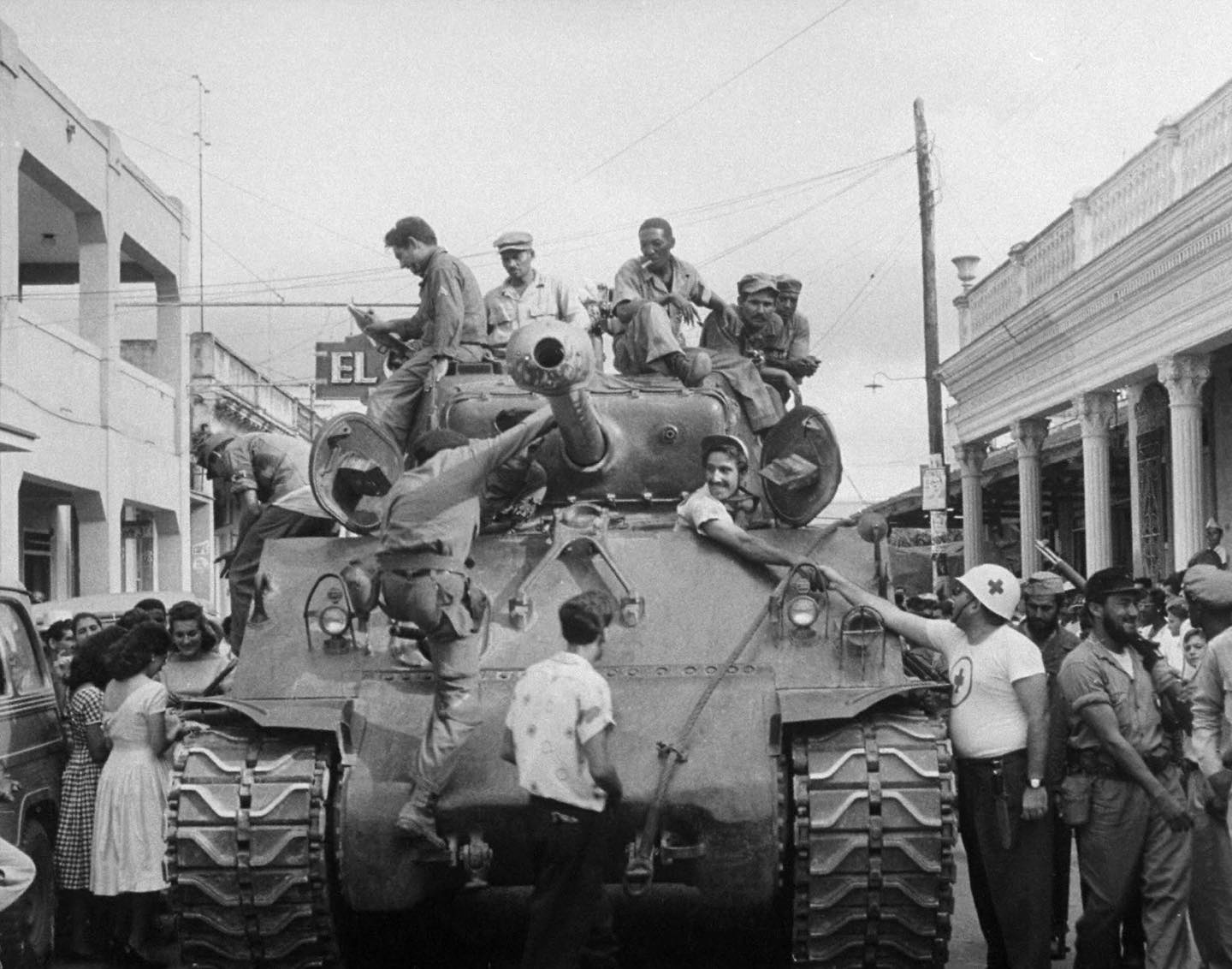 26th of July Movement” Rebels in Havana Cuba with a requisitioned 