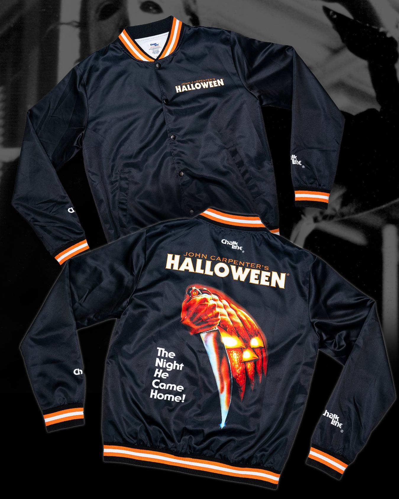 Chalk Line Apparel - The Halloween 1978 Retro Satin Jacket has 