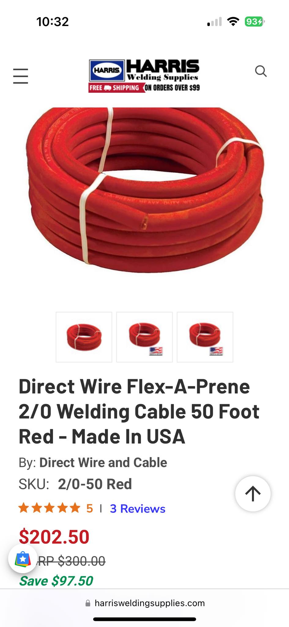 2 Gauge AWG - Flex-A-Prene - Welding/Battery Cable - Red - 600 V - Ma