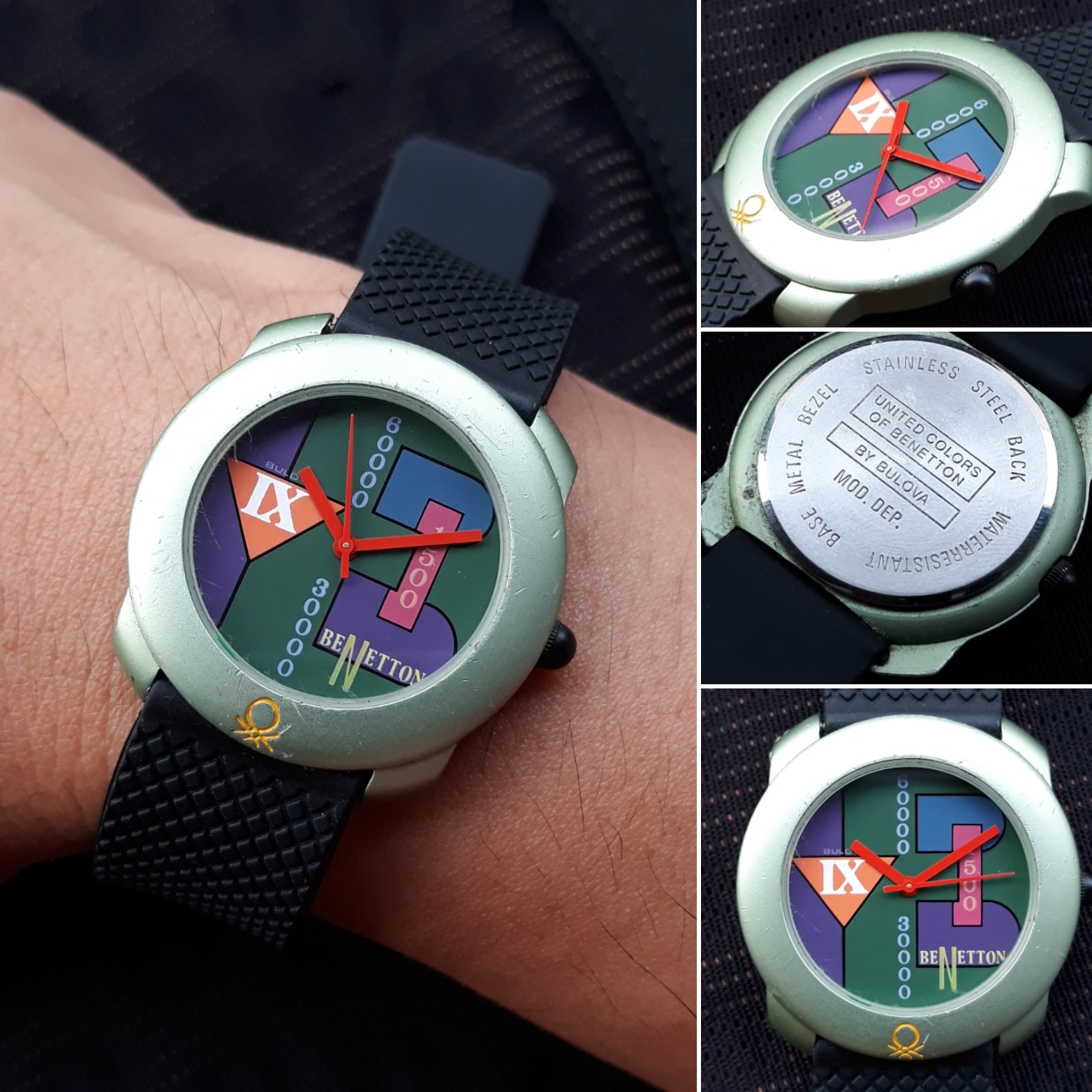Original 80's Benetton watch made by Bulova to combo with.
