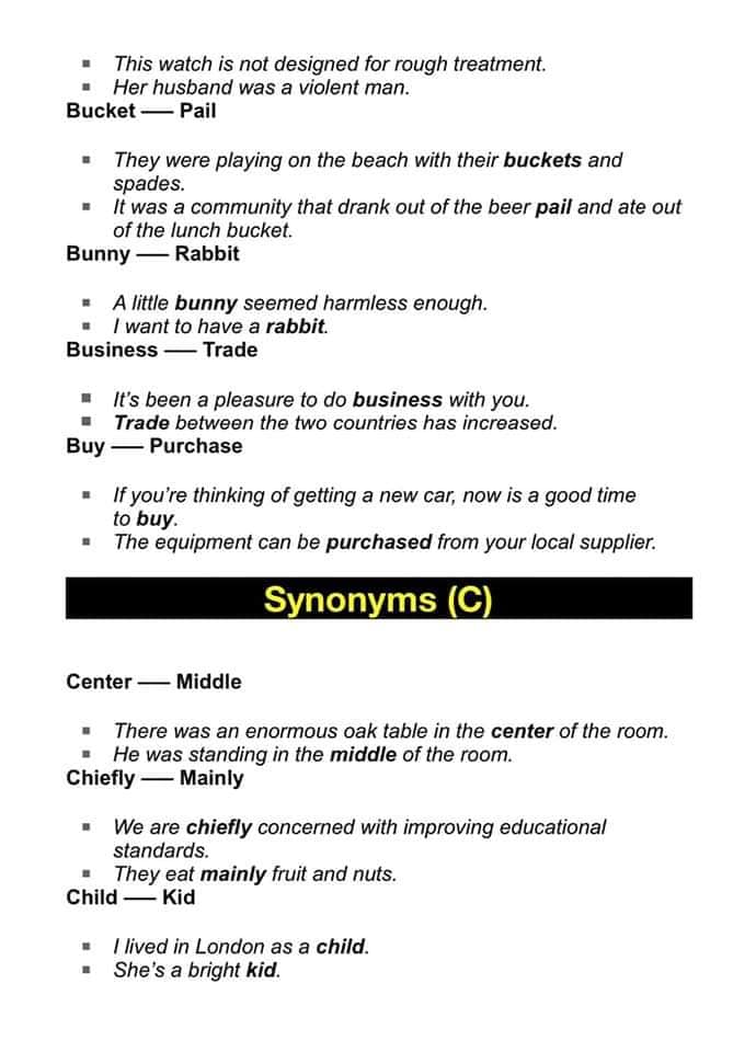 IELTS Winners - Synonymes with Examples For more such...