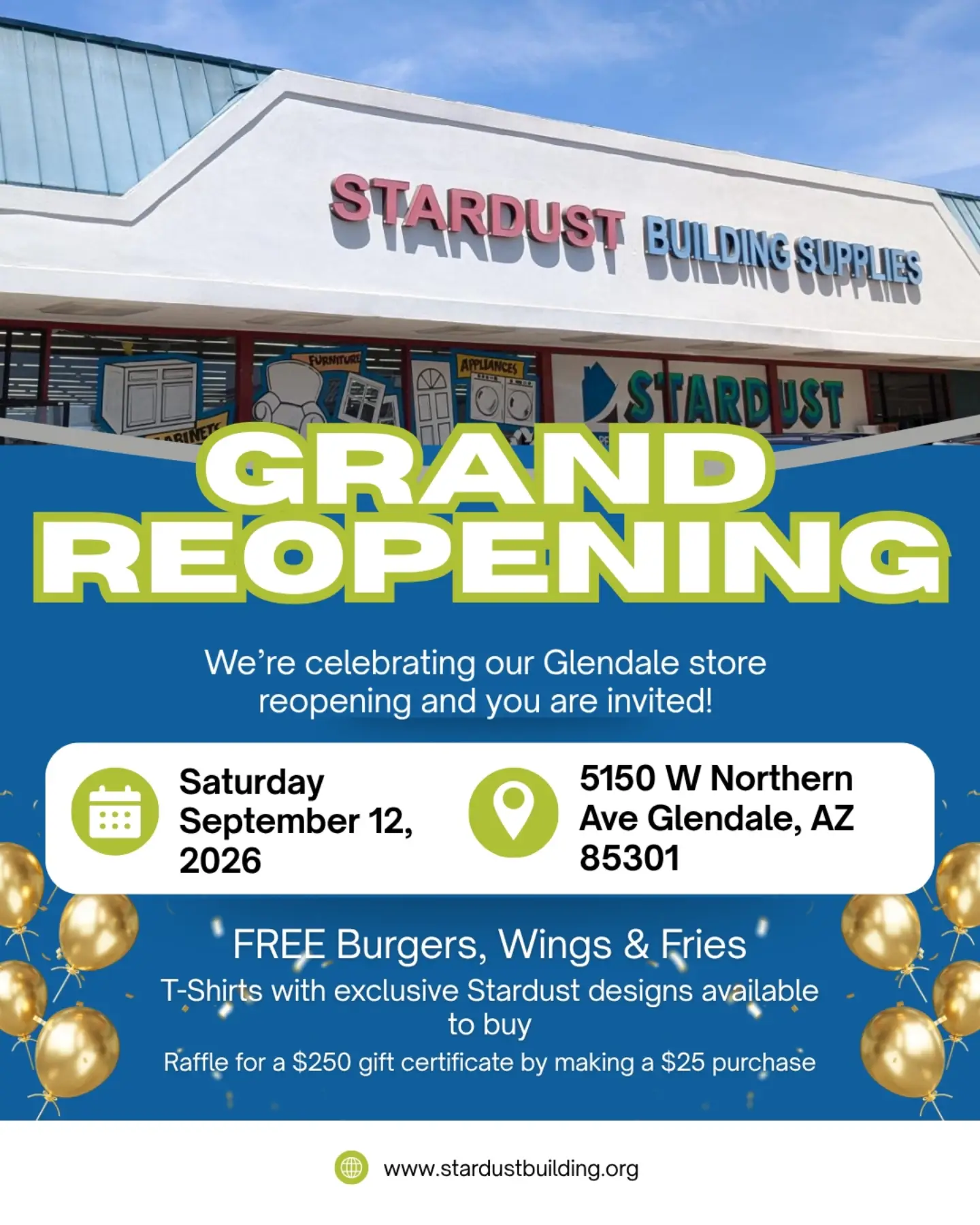 Stardust Building Supplies Glendale grand reopening celebration