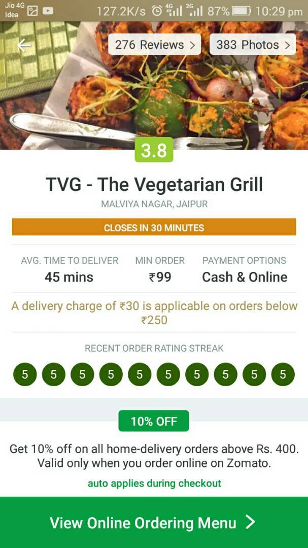 TVG - The vegetarian Grill | Jaipur