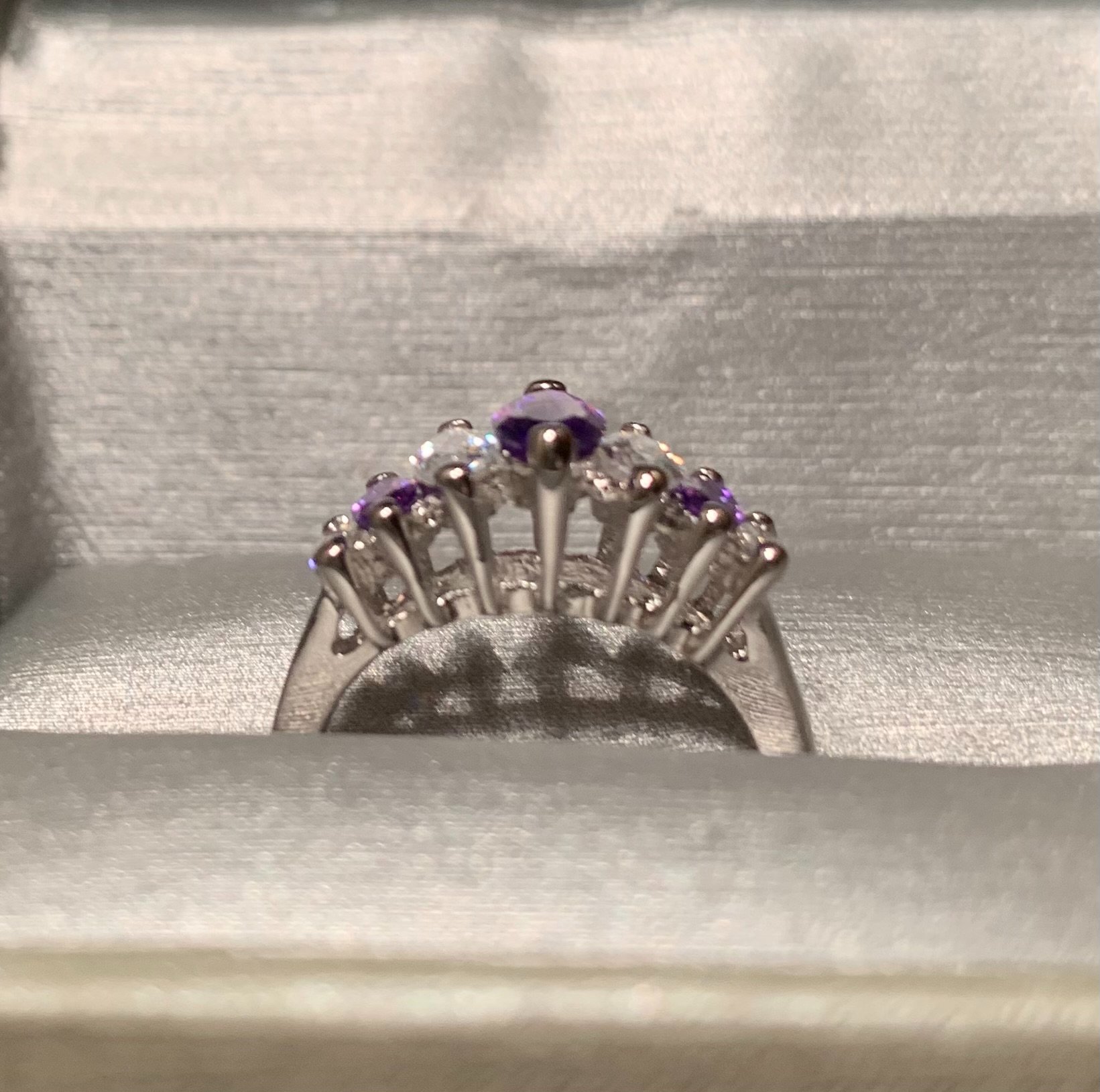 Vintage RSC High Gallery Amethyst & Crystal Marquise Ring (Sterling ...