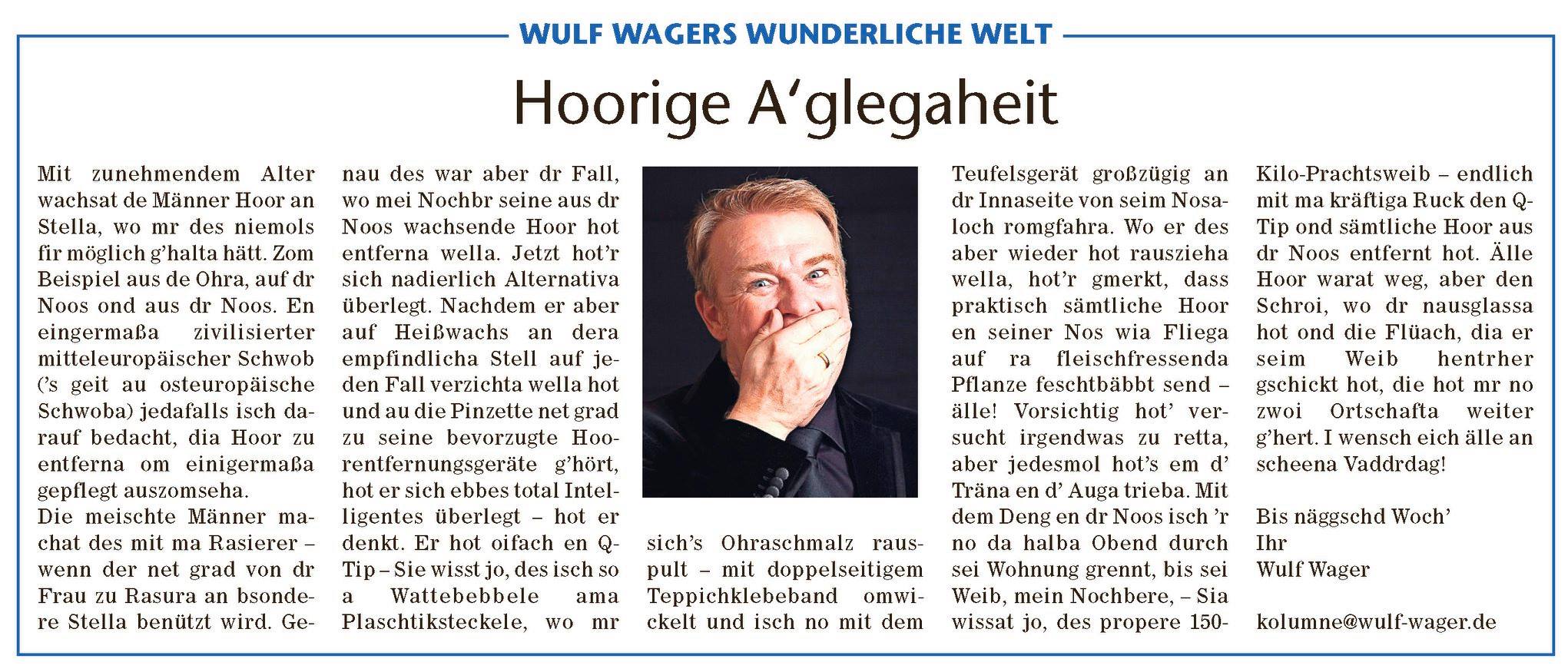 Schwabische Kolumne Wulf Wager Schwabisch Schwatza Facebook