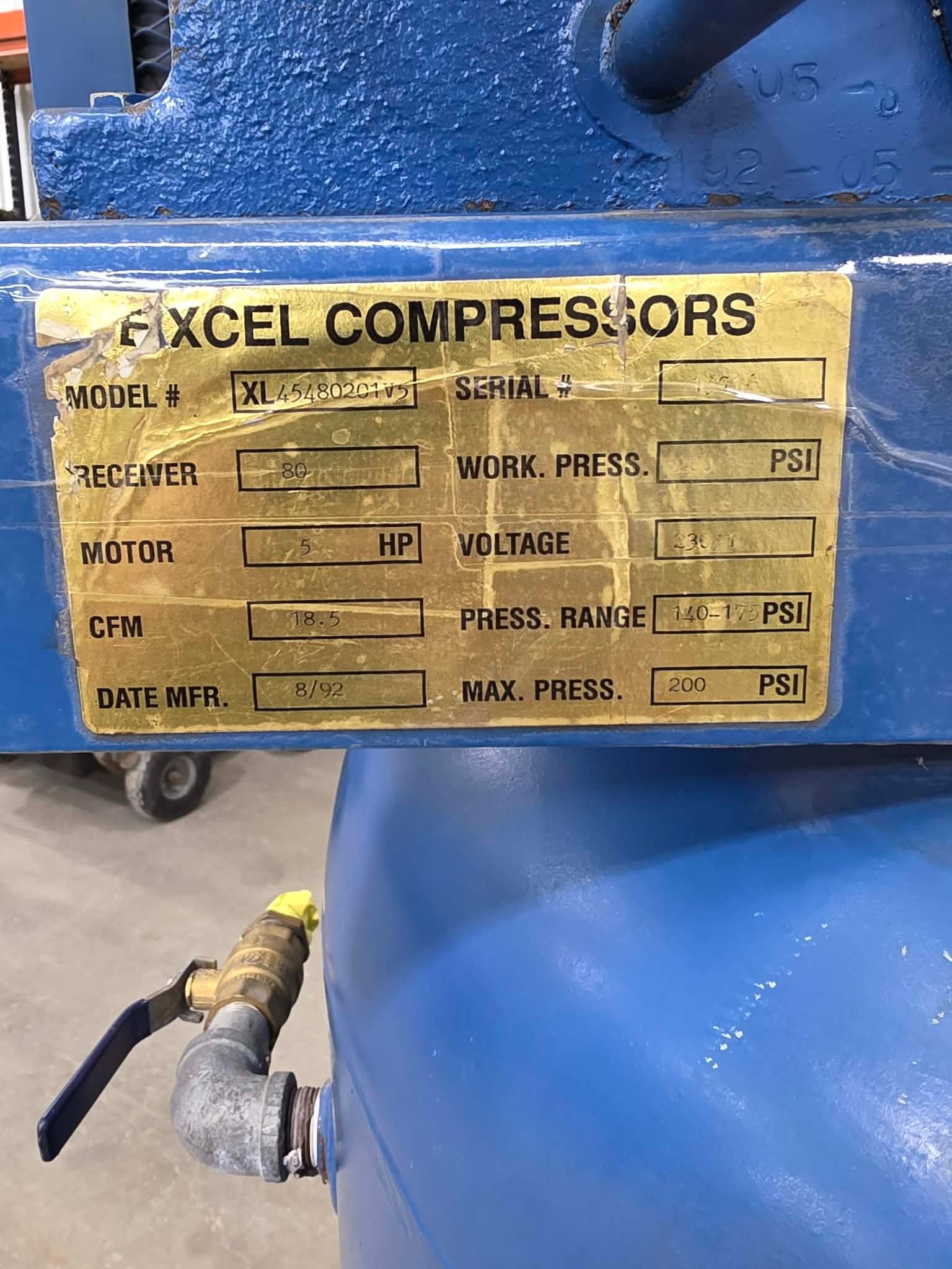 Excel Air Compressor XL 80 gallon 220v 5 hp - Air Compressors - West ...