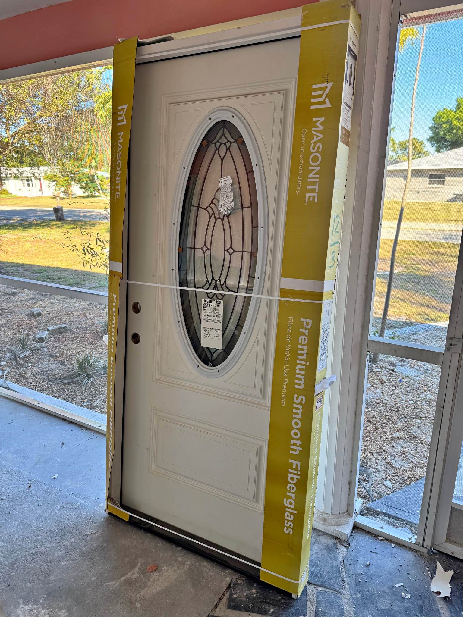 NEW Masonite 36x80 Providence Fiberglass Exterior Door Right Hand Out