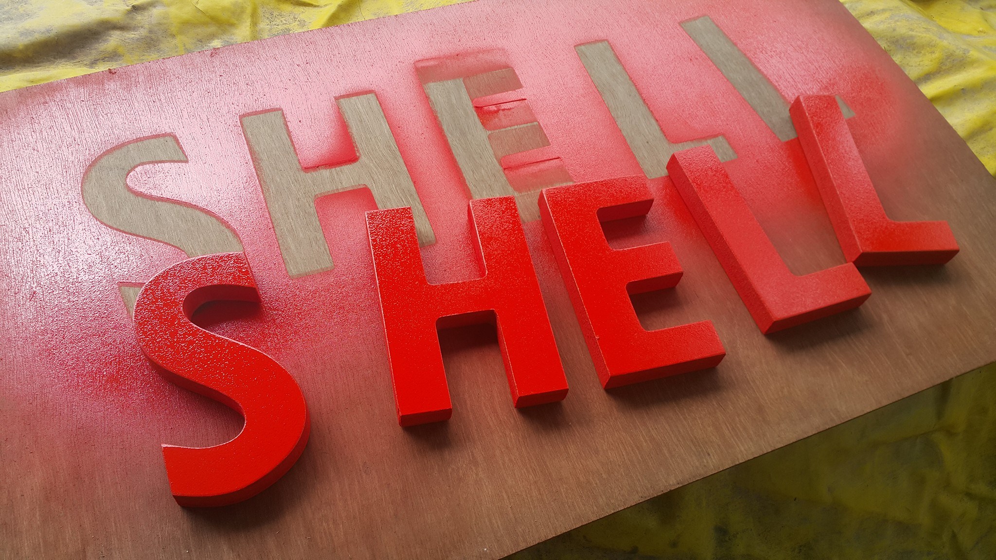 เทสพ่นสีฝุ่นลงบนไม้ MDF - Custom signs 168