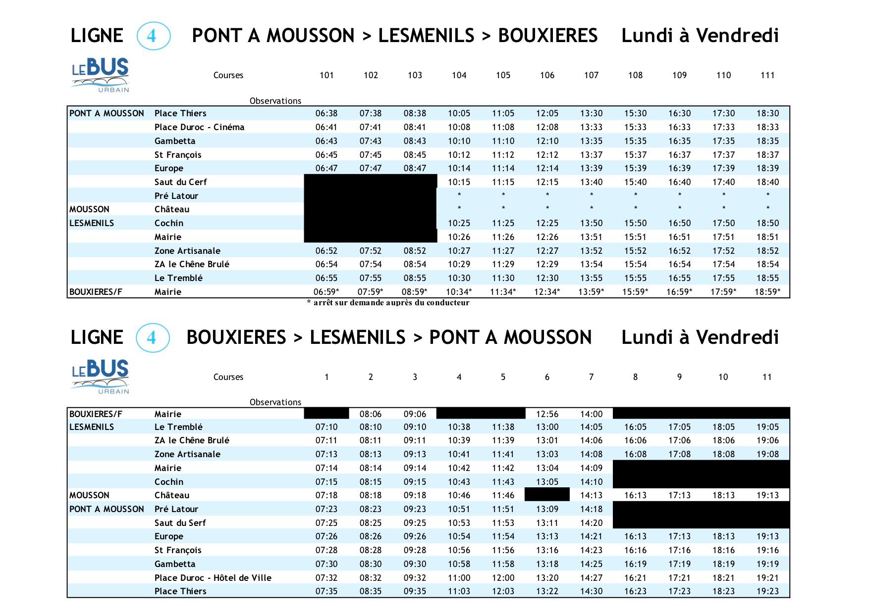 Horaire Bus Pont à Mousson Ligne 1