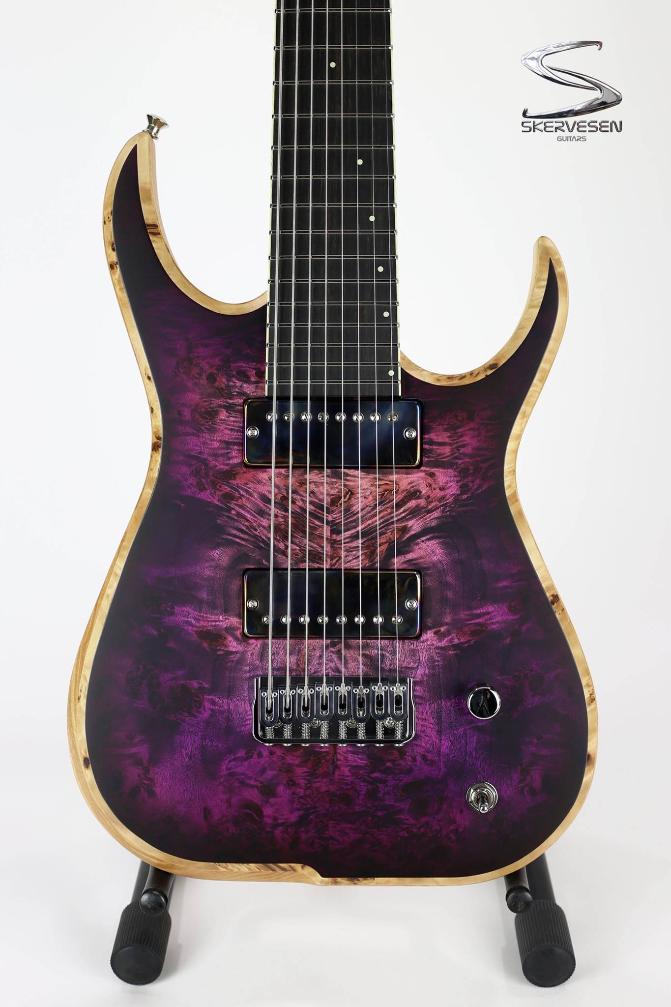 Skervesen Guitars Custom Raptor 8 with Gooby PLS inlay. Pics Via