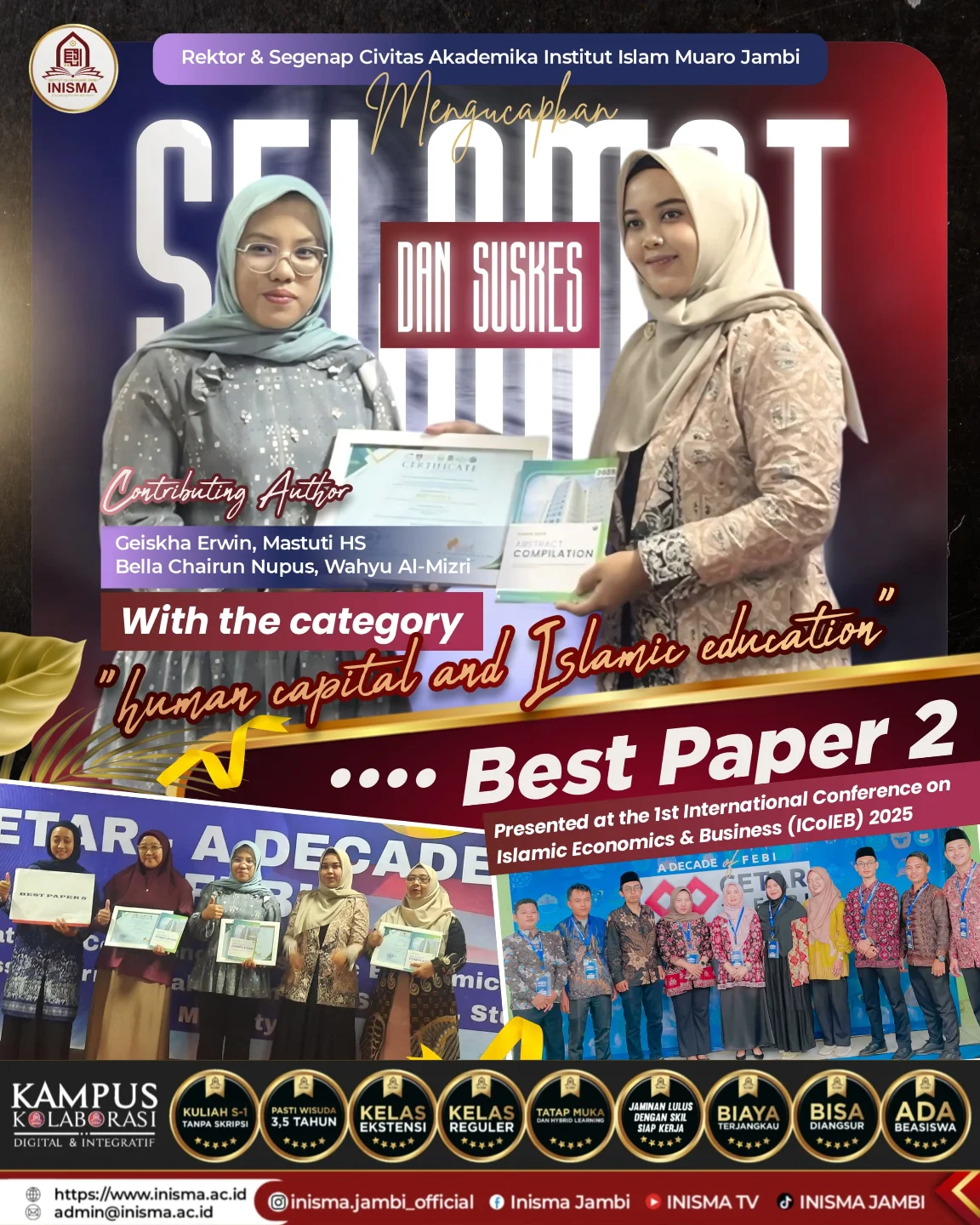 Inisma Jambi - Rektor dan segenap Civitas Akademika INISMA... | Facebook