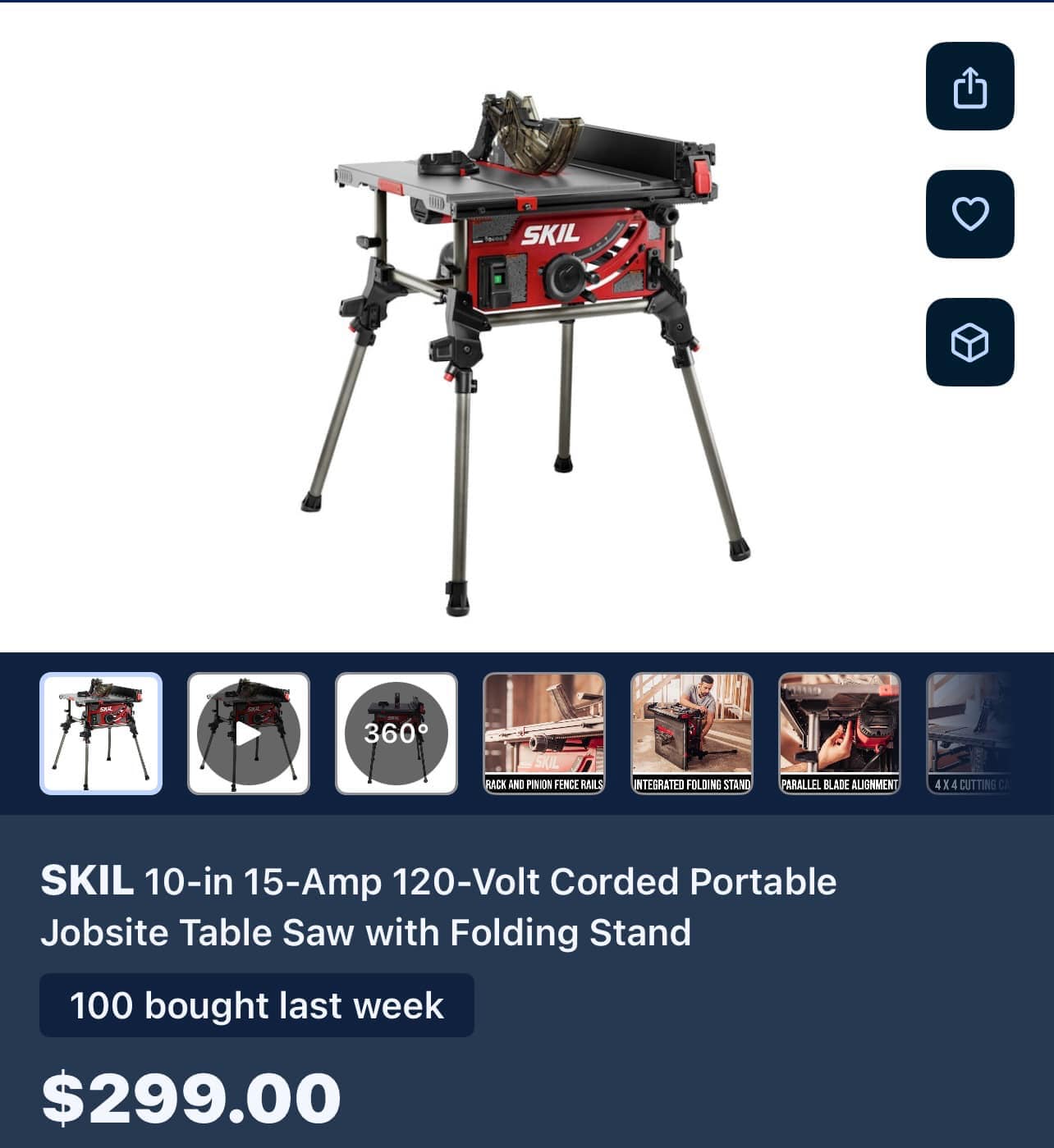 SKIL TS6307-00 15 Amp Corded 10 Inch Table Saw with Norway