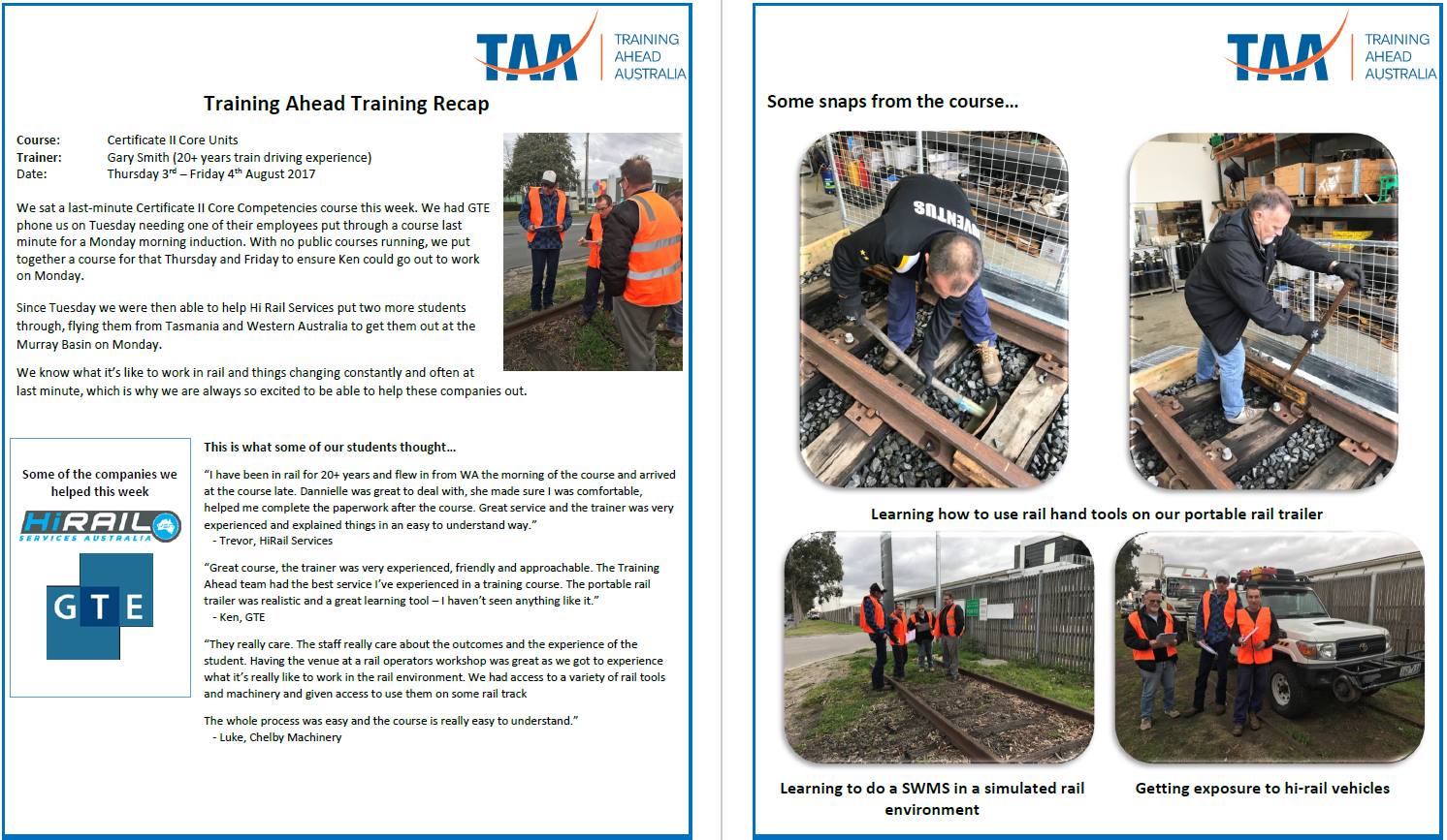 Today we finished... - Training Ahead Australia - RTO 45462