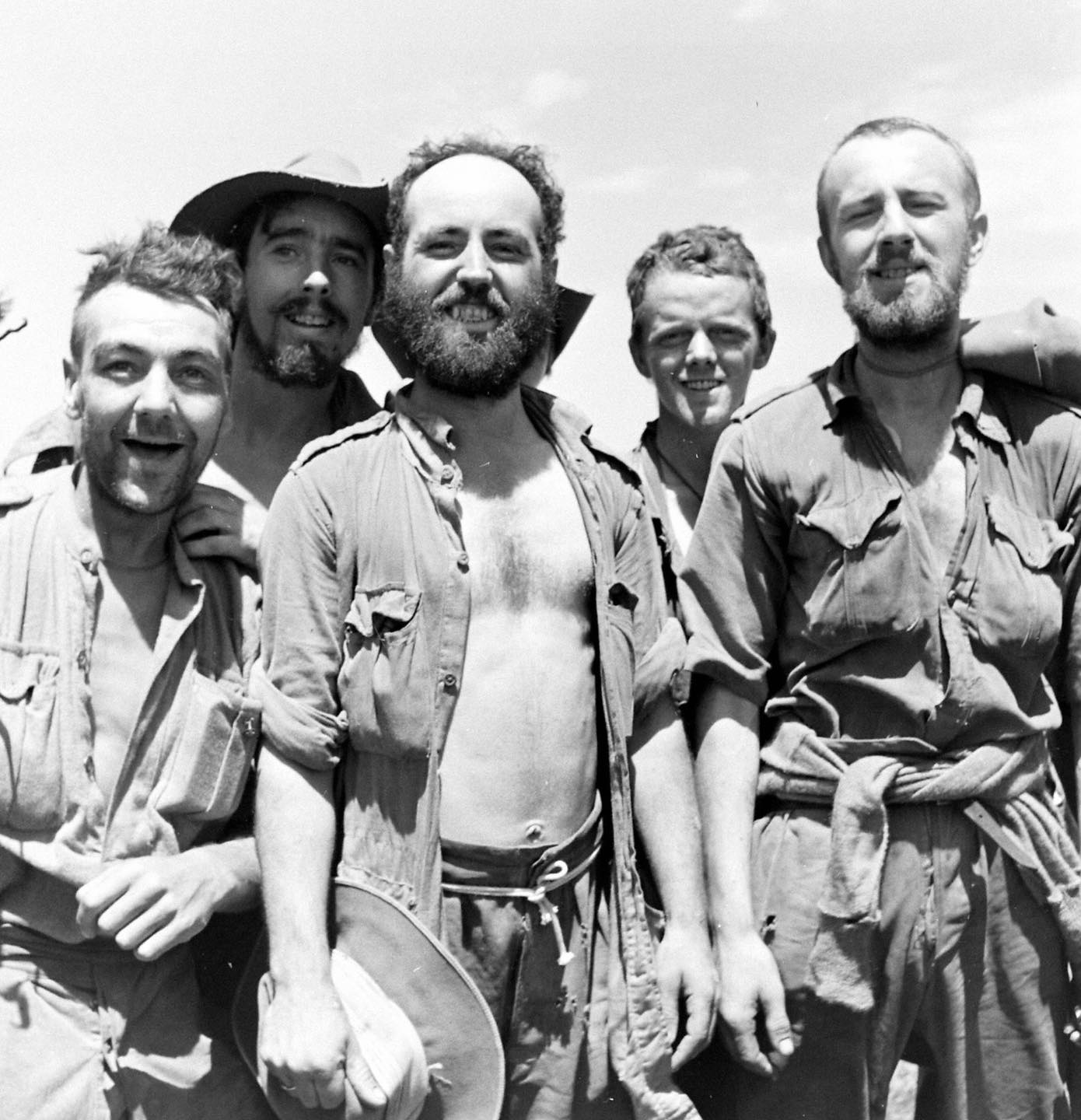World - Group of happy Chindits after beong evacuated by an RAF Dakota ...
