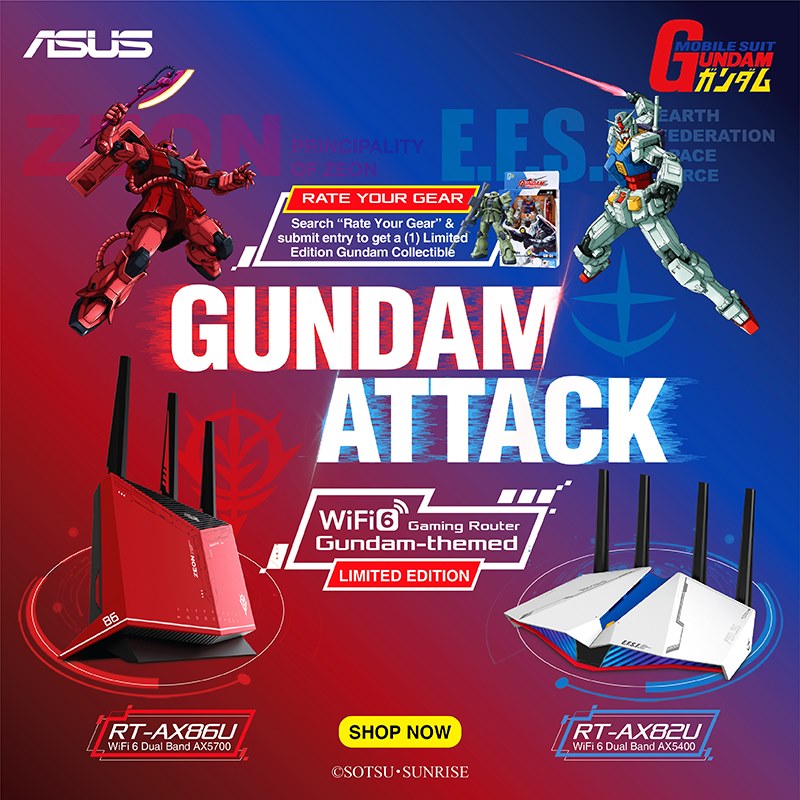 Great news, Gundam fans! New launch ASUS Gundam-themed RT-AX82U
