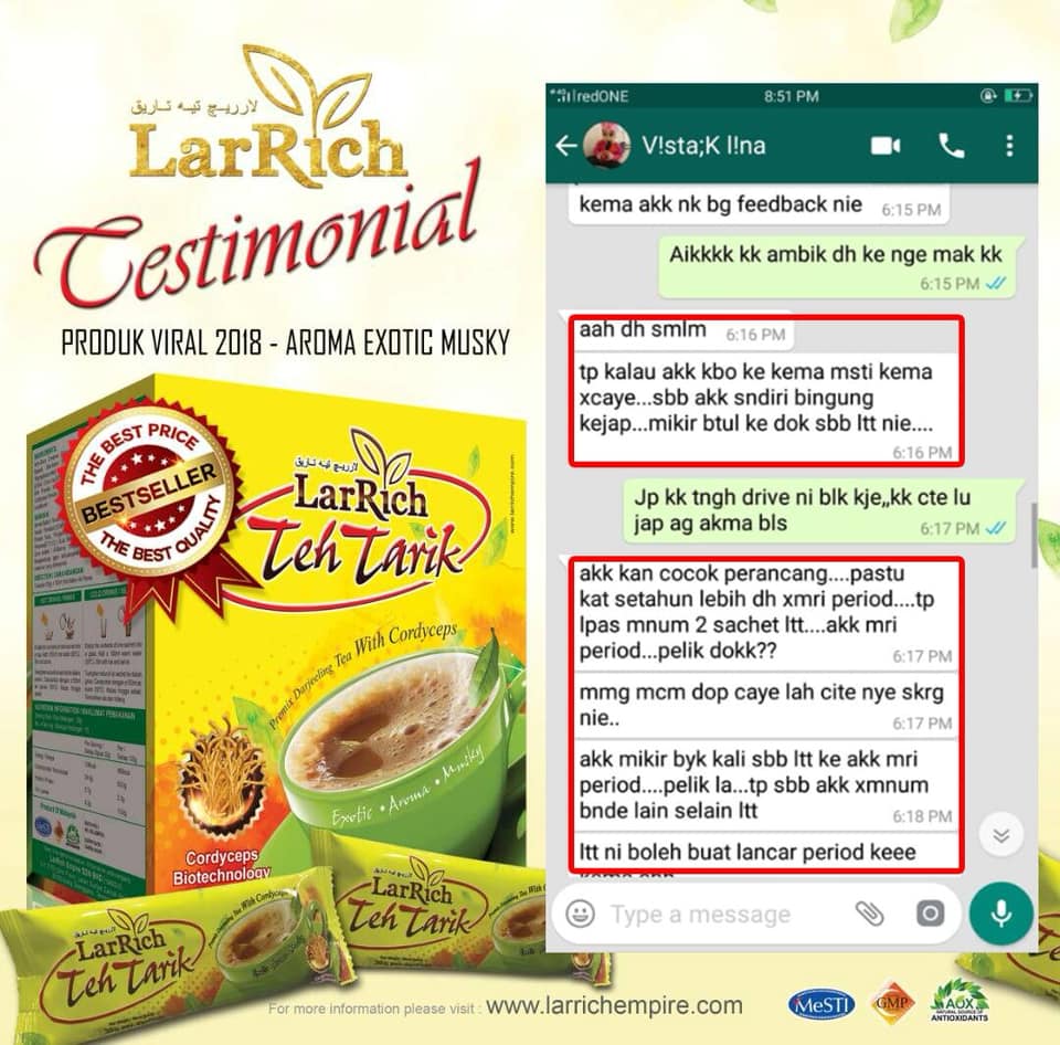 Perkongsian dari *Kak Lina*... - Teh Tarik LarRich Malaysia | Facebook