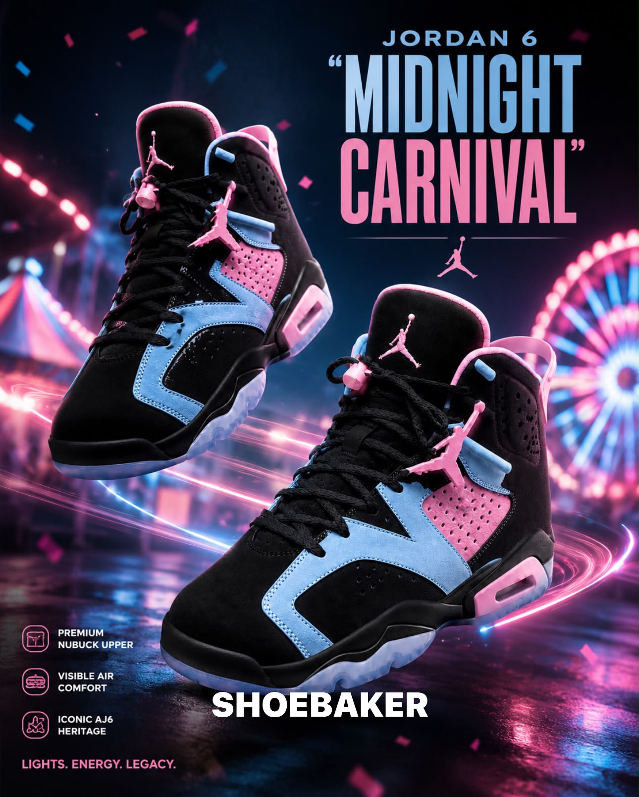 Jordan 6 “Midnight Carnival” 🎡 Concept Drop your size for a pair ⬇️