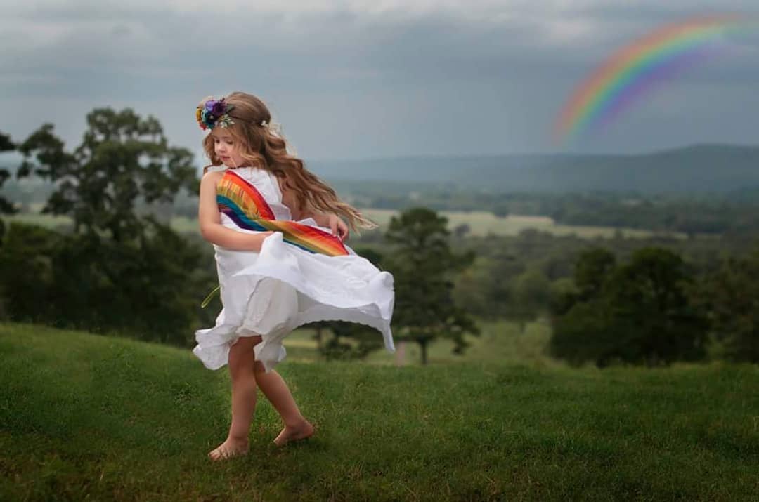 rainbow theme birthday dress themed for little girl Color:M-Brown and springtime events A collaboration:Poppy Delevingne KissProm Bohemian Lace wedding
