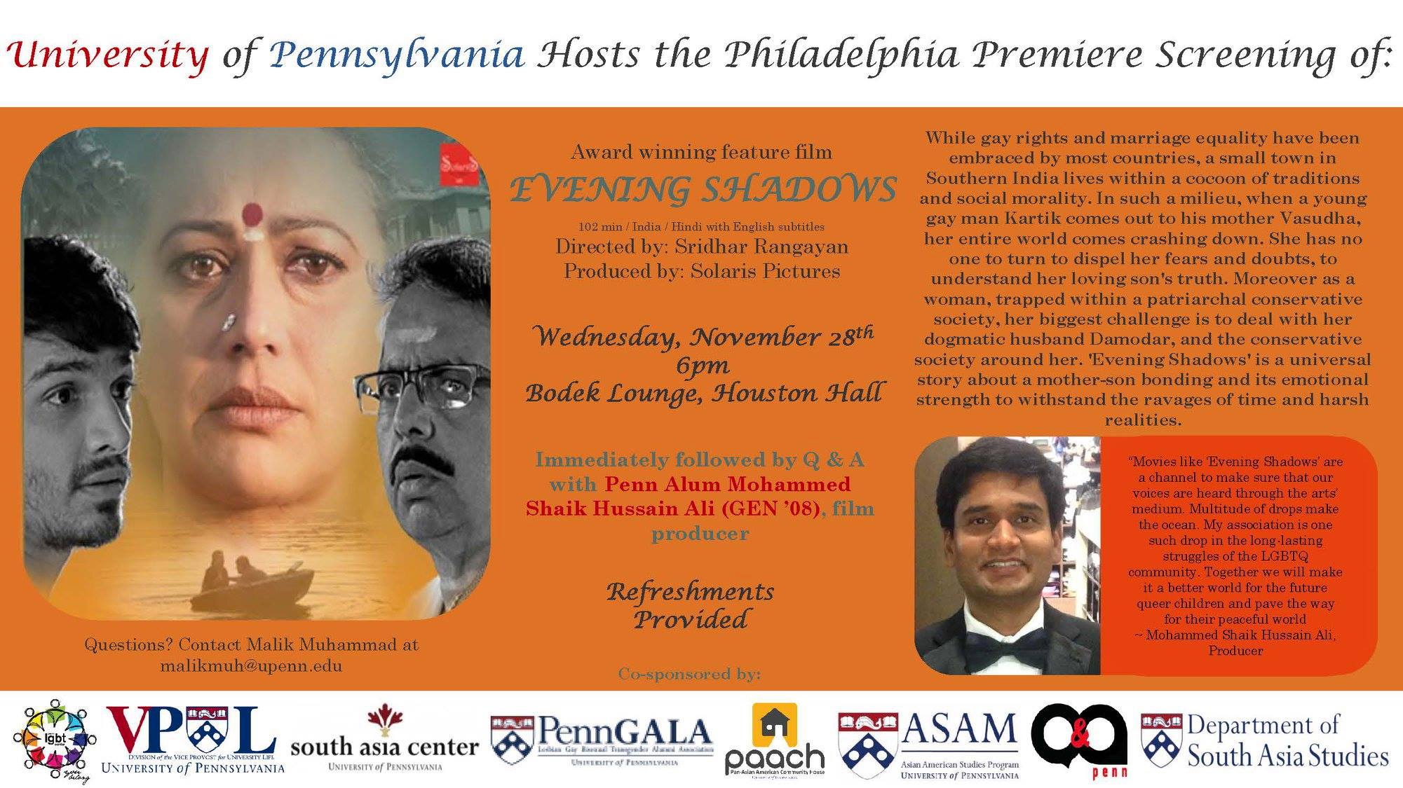 Penn Lgbt Center You Don T Want To Miss This Groundbreaking Film Co Produced By Penn S Very Own Mohammed Shaik Hussain Ali Class Of 08 We Are Proud To Host Along With Our