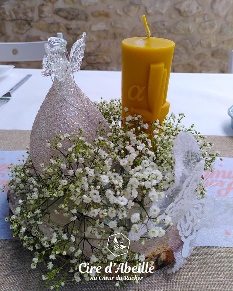 Bougie Cœur En Cire D'abeille Naturelle - Couleur Orange, Thème Amour - Neuf Sous Emballage