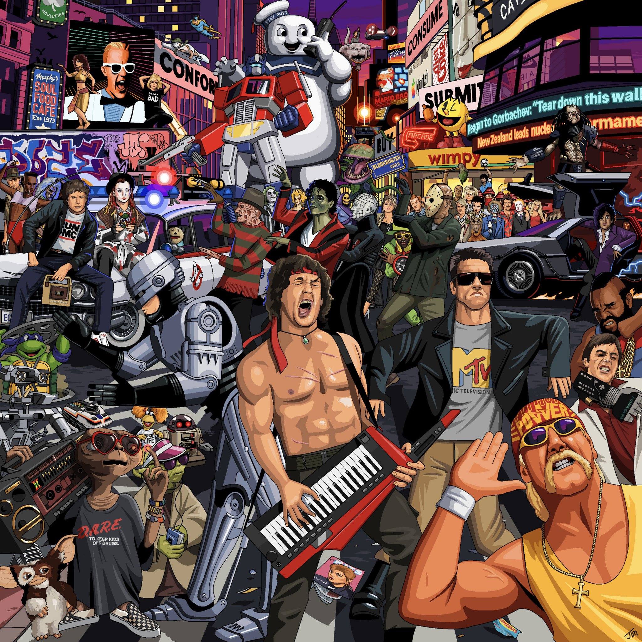 A tribute to 80s pop culture. Can you name them ALL!? Art by Jim