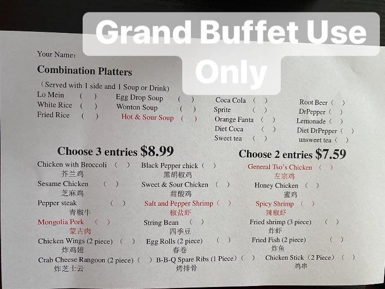 Grand Buffet - This is our New buffet take-out Menu. Also... | Facebook