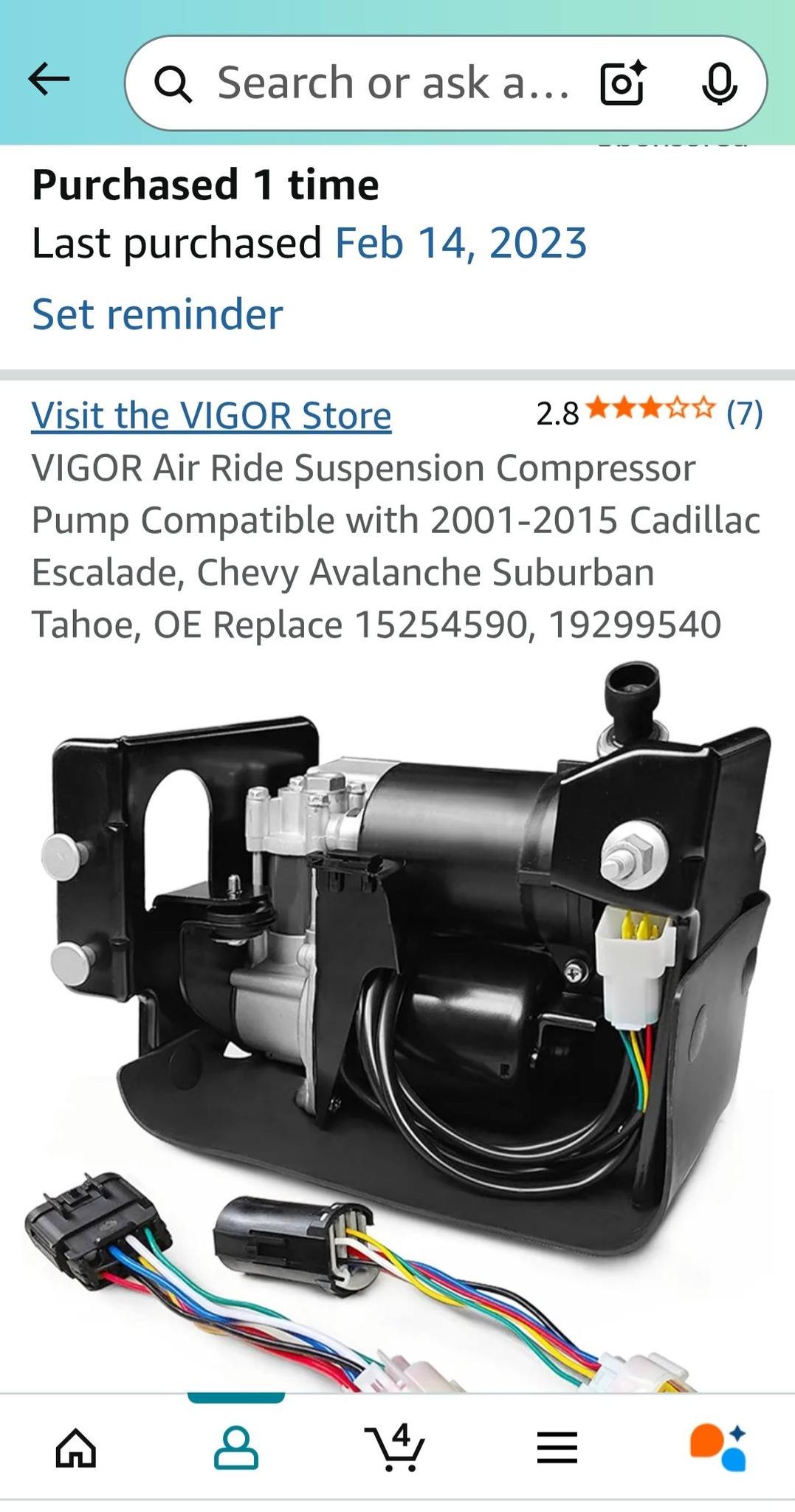 VIGOR Air Ride Suspension Compressor Pump Compatible with 2001-2015