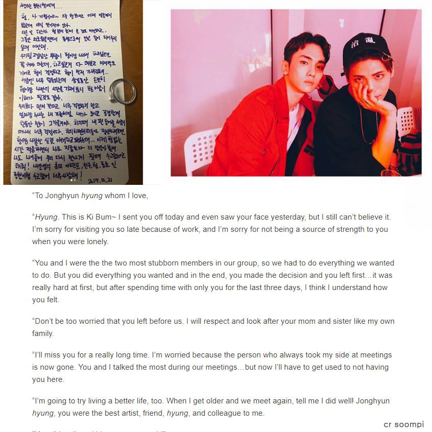 Malaysian - SHINee's Key wrote a heartfelt letter to Jonghyun