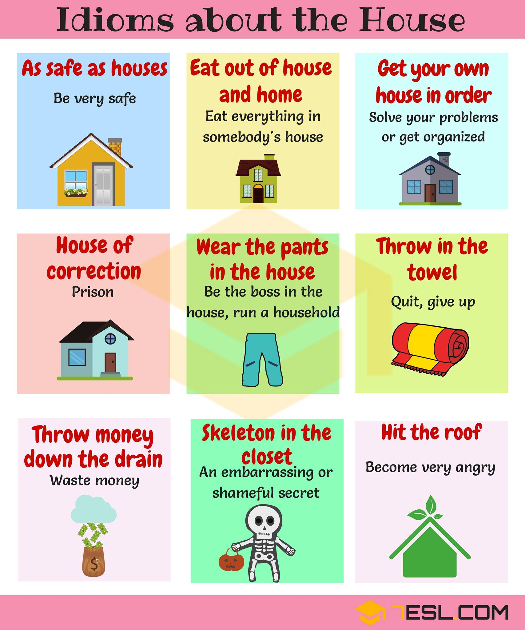 Speaking English Club Idioms About The House And Home Https 7esl Com Idioms About The House Facebook