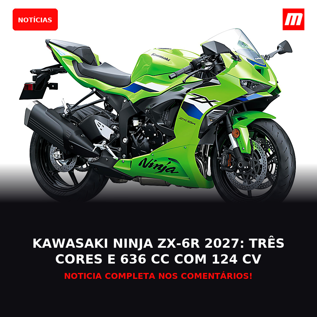 Kawasaki Ninja ZX-6R 2027: três cores e 636 cc com 124 cv A