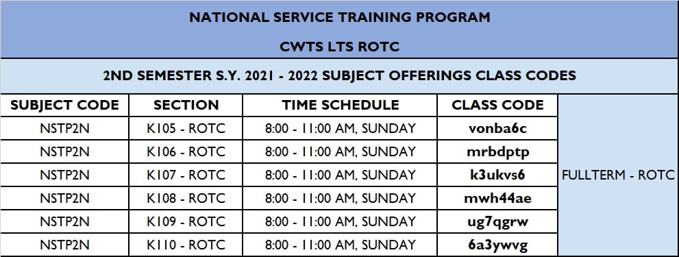 University - NATIONAL SERVICE TRAINING PROGRAM CWTS LTS ROTC 2ND ...