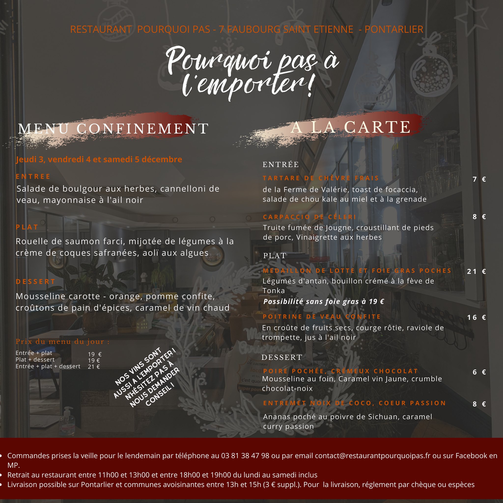 Carte et menu à l'emporter pour... - Restaurant Pourquoi pas
