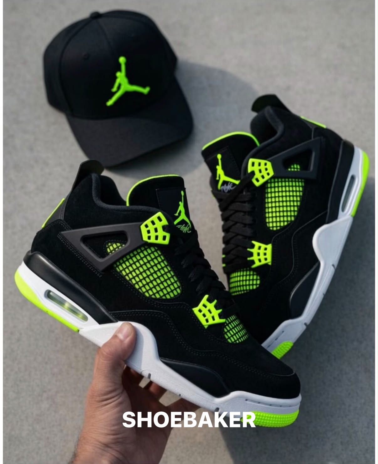スニーカー air jordan 4 neon 30cm Jordan 4 “Neon Black” Concept Drop your size for a pair ⬇️