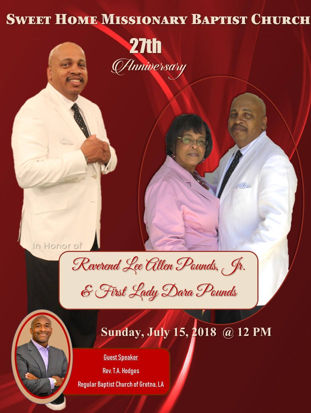 Rev. Lee Allen Pounds, Jr. - 27th Pastor Anniversary