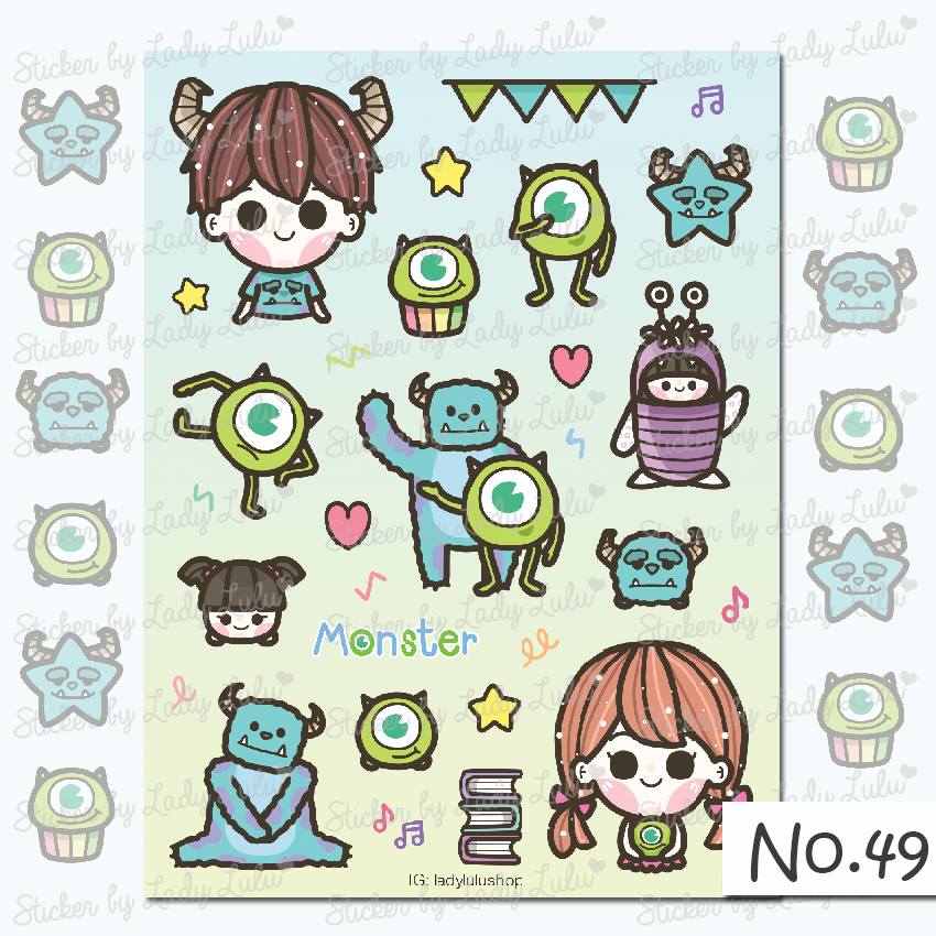 Stickery Kim - Hand Drawn Sticker Shop - สติ๊กเกอร์ No.49 [Monster Inc ...