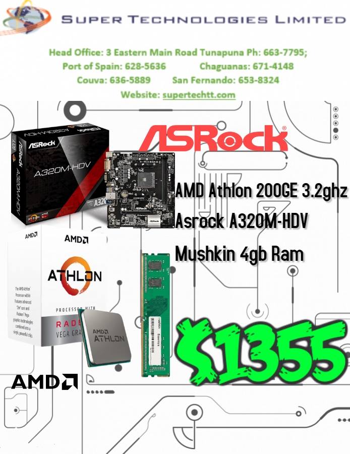 Check out our new board combos. Athlon 200GE 3.2ghz - $550 Asrock