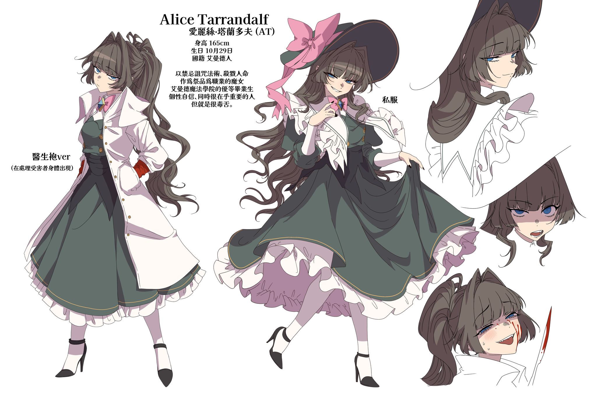 Alice - 兩種造型的設定圖做好了~未來會補上其他角色的！ 如果有想畫歡迎拿去畫 G向獵奇 請幫我額外加脊椎謝謝(X R18色色 改變身材 ...