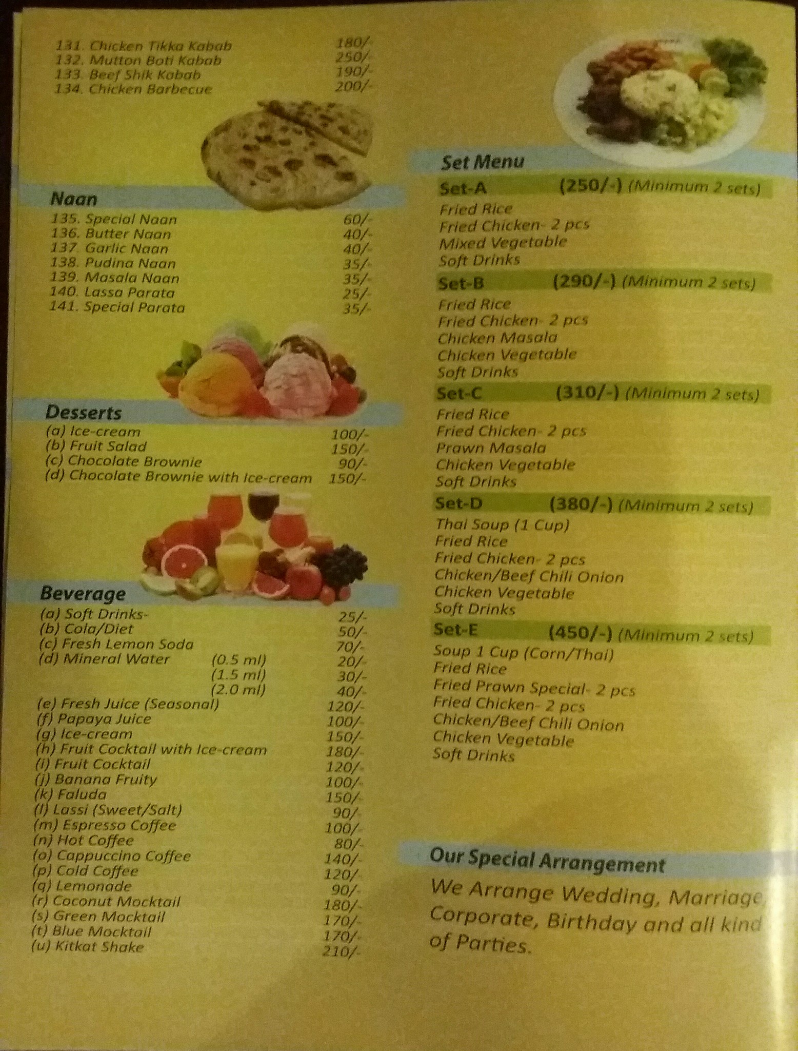 Granddarbarbd - Our menu; mineral water is MRP. We've no... | Facebook