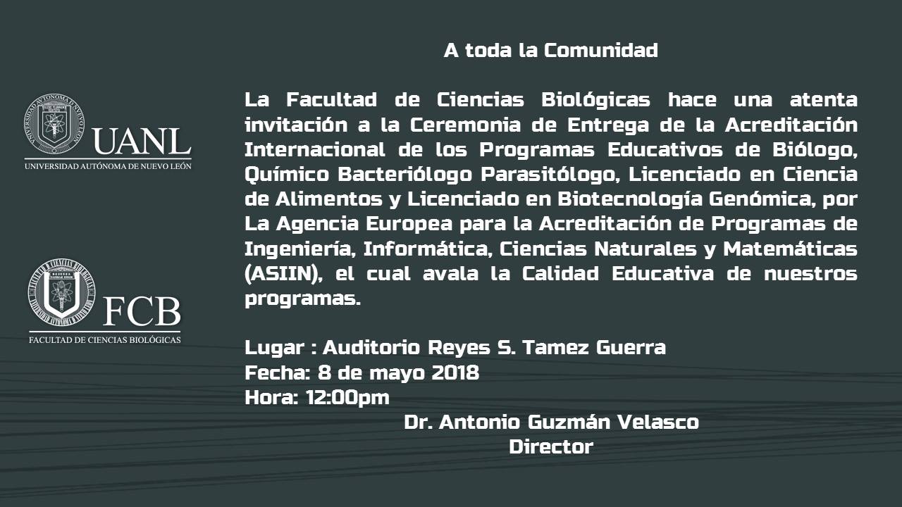 A toda la Comunidad... - Facultad de Ciencias Biológicas UANL