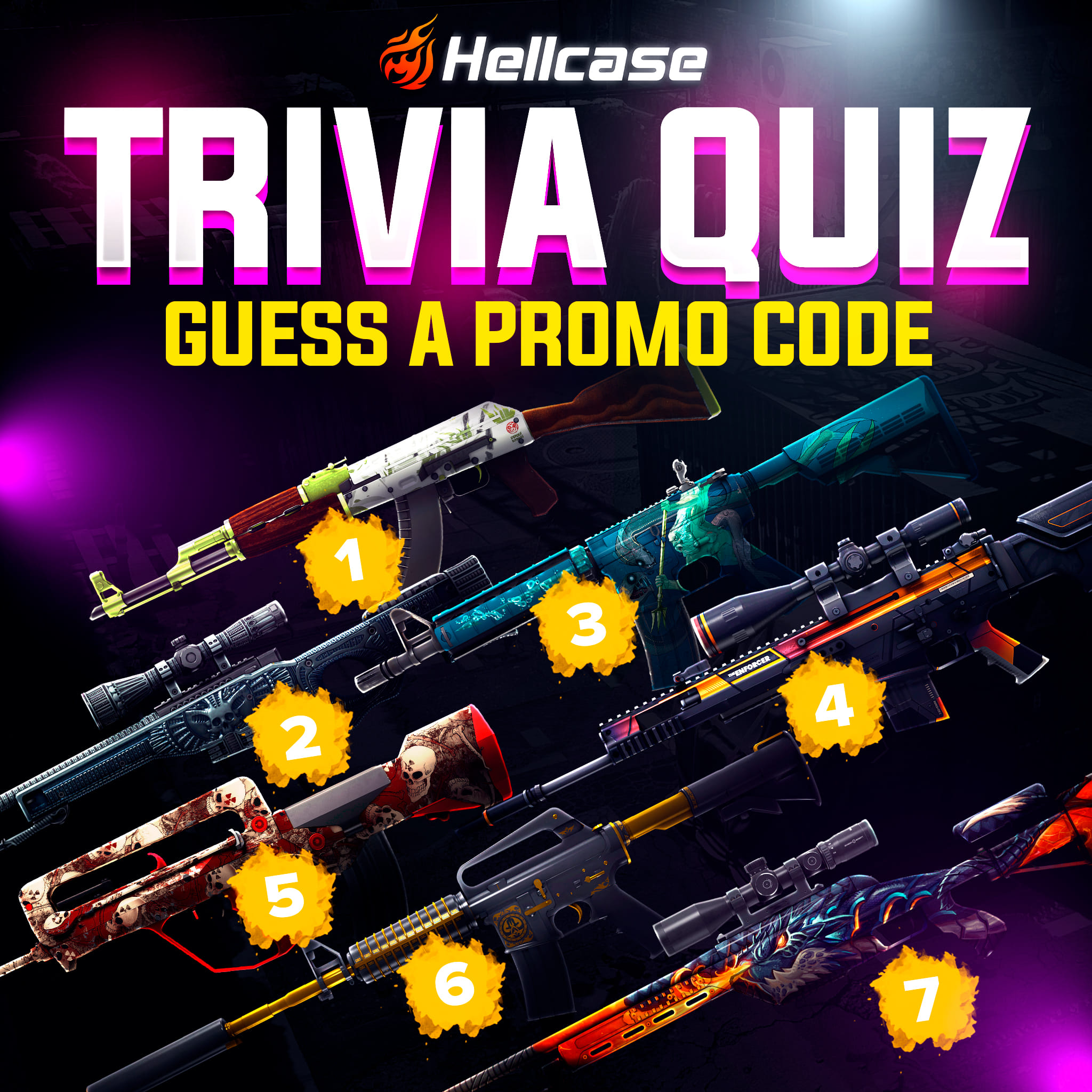 CS:GO Hellcase - Guess the names of the rifle skins,...